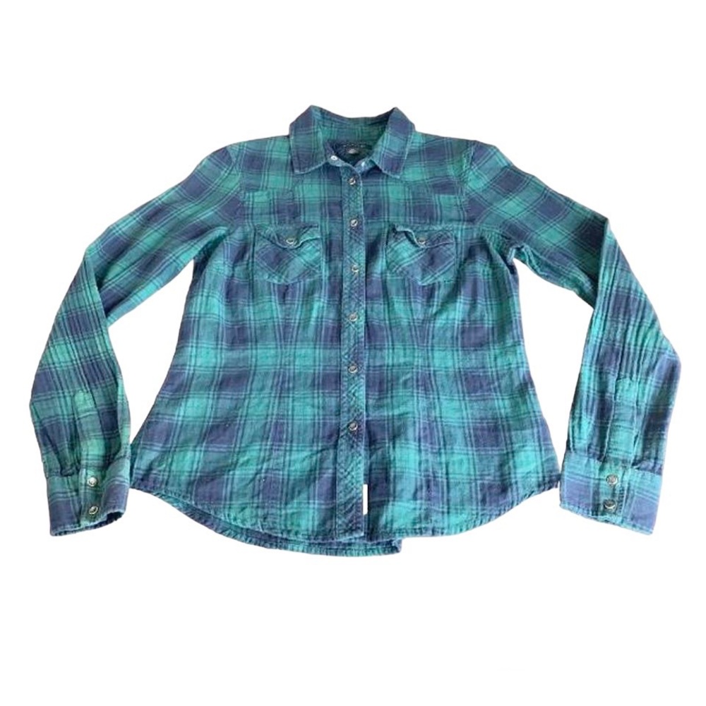 Tommy Hilfiger Blue & Green Plaid Button-Down Shirt